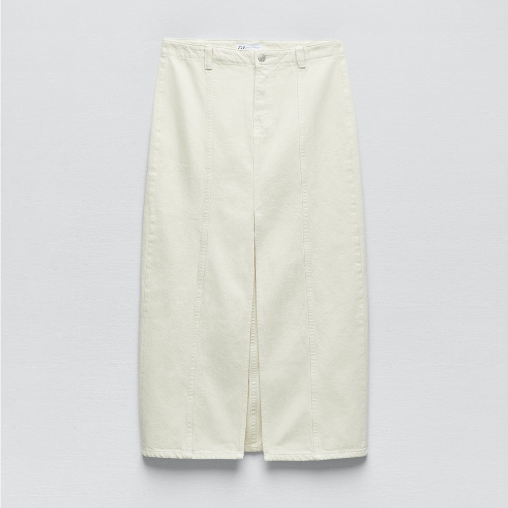 Cream slit skirt